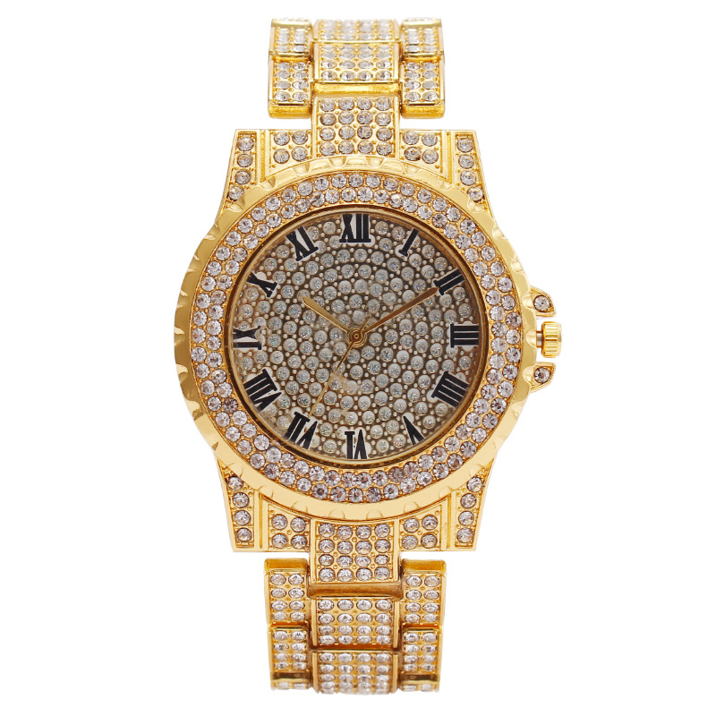Diamond-encrusted Roman pattern full diamond ladies' watch Quartz watch water diamond women's wristwatch