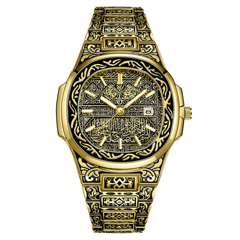 Fashionable and retro men's watch, men's watch, bronze wristwatch