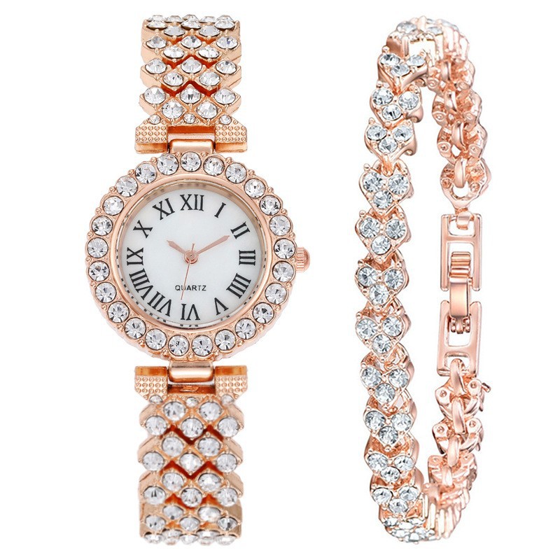 Diamond-encrusted ladies' watch Romanized quartz watch bracelet